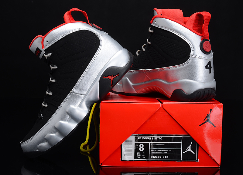 Reissued Air Jordan 9 Kilroys Black Silver Red Shoes