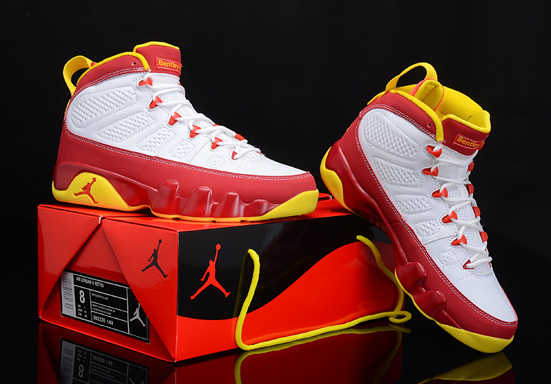 Reissued Air Jordan 9 White Red Yellow Shoes - Click Image to Close