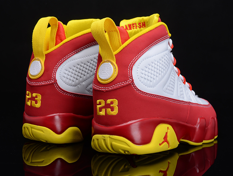 red and yellow jordan 9