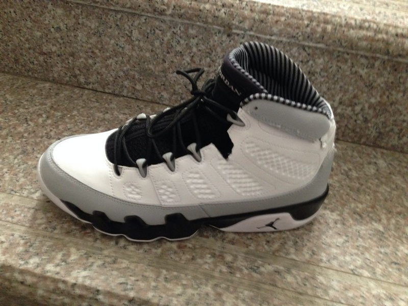 Air Jordan 9 Retro Barons White Grey Black Shoes - Click Image to Close