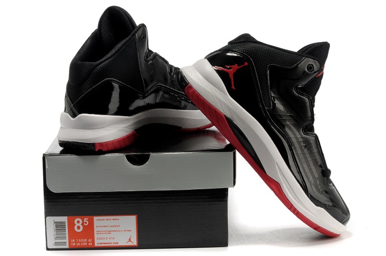 Air Jordan Aero Mania Black White Red Shoes - Click Image to Close