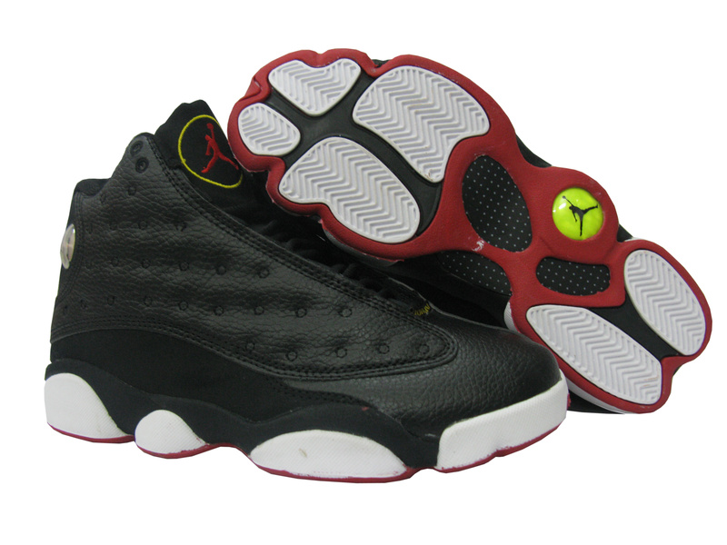 Jordan 13 Retro Black White Red - Click Image to Close