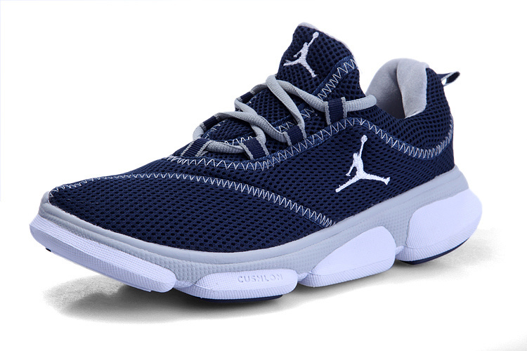 Women's Air Jordan Running Shoes Dark Blue White - Click Image to Close