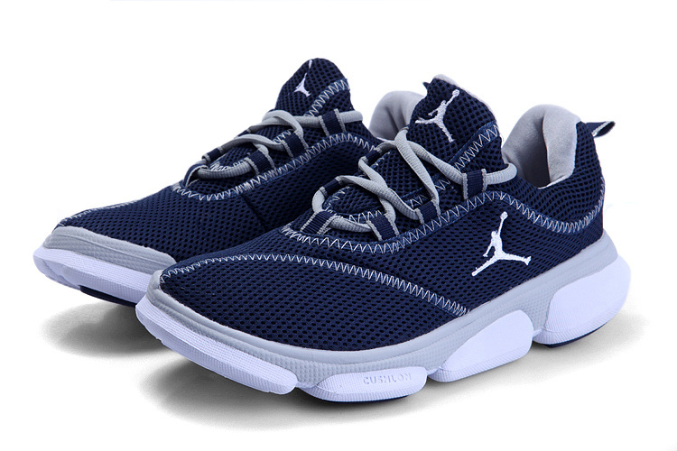 Women's Air Jordan Running Shoes Dark Blue White - Click Image to Close