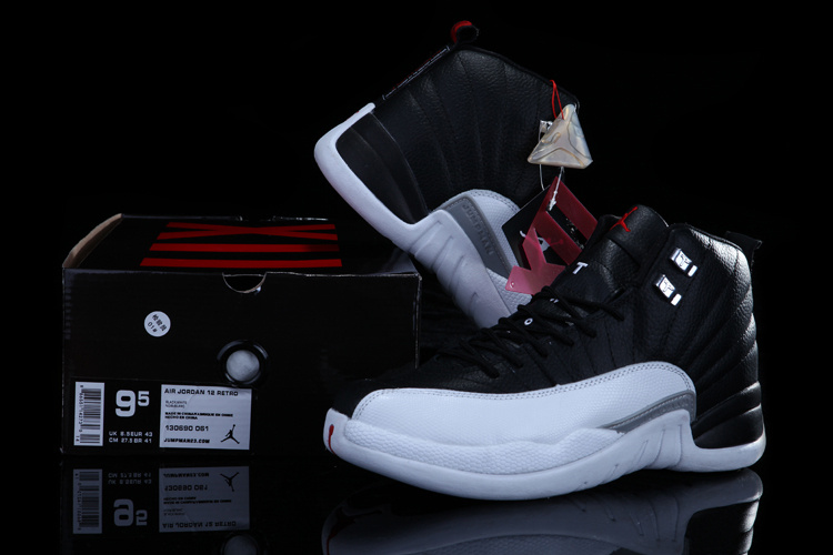 Chalcedony Air Jordan 12 Black White Shoes