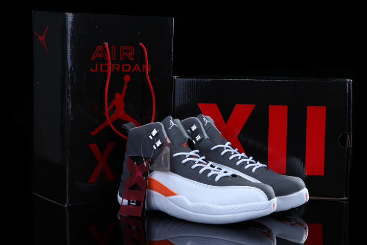 Chalcedony Air Jordan 12 Grey White Shoes - Click Image to Close