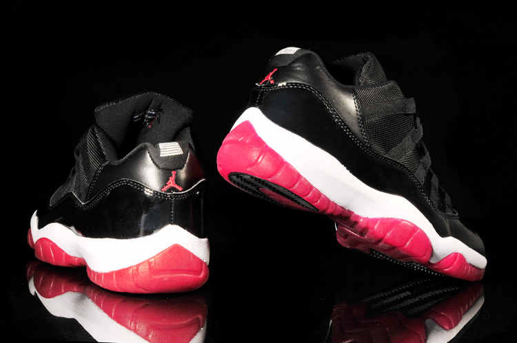 Classic Air Jordan 11 Low Reissue Black White Red Shoes - Click Image to Close