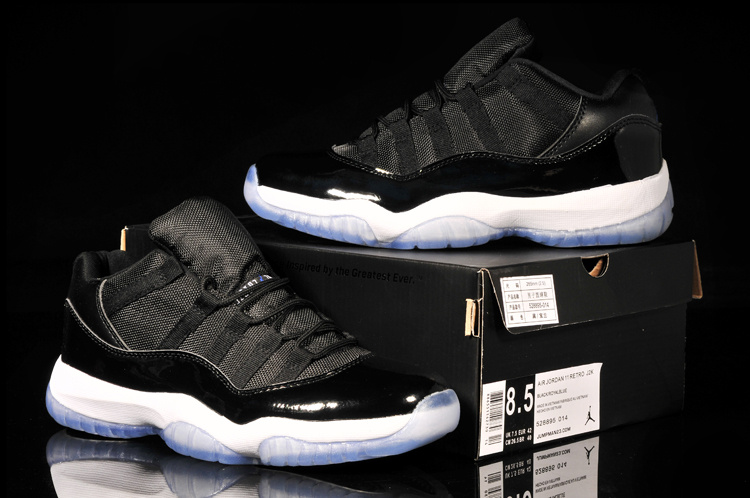 Classic Air Jordan 11 Low Reissue Black White Shoes - Click Image to Close