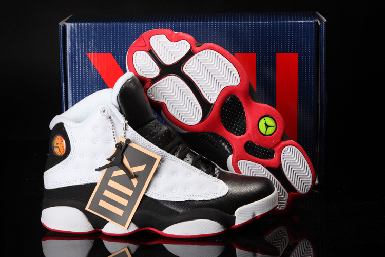 Cool Summer Air Jordan 13 White Black Red Shoes - Click Image to Close