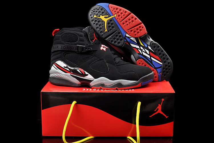 Duplicate Air Jordan 8 Black Grey Red Shoes - Click Image to Close