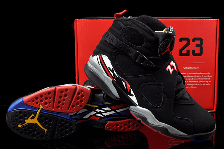 Duplicate Air Jordan 8 Black Grey Red Shoes