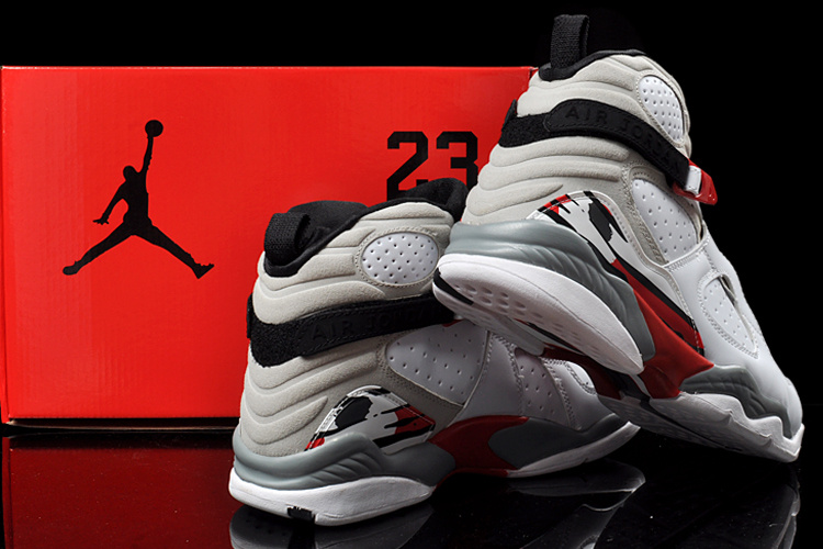 Duplicate Air Jordan 8 White Grey Red Shoes