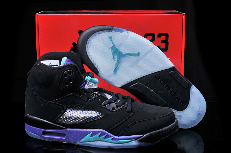 New Arrival Hardback Air Jordan 5 Black Purple Shoes