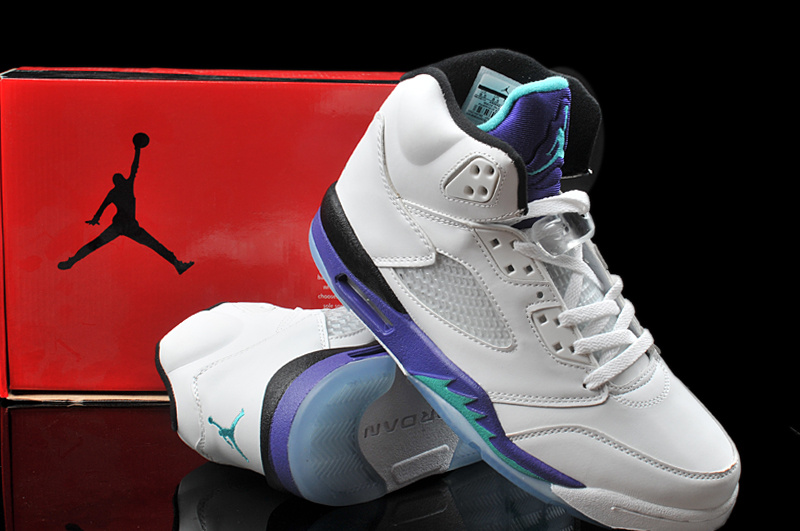 New Arrival Hardback Air Jordan 5 White Purple Shoes