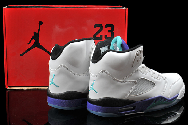 New Arrival Hardback Air Jordan 5 White Purple Shoes