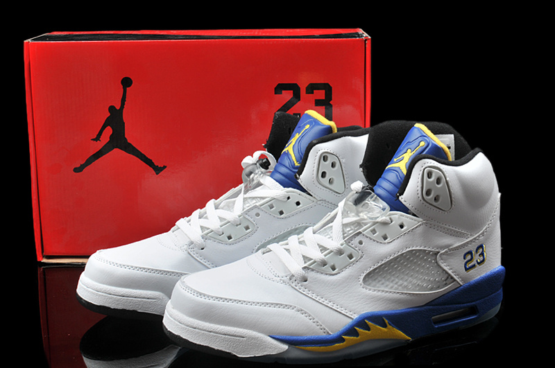 New Arrival Hardback Air Jordan 5 White Purple Yellow Shoes - Click Image to Close