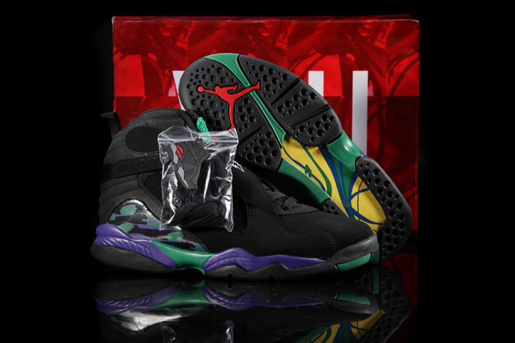 Hardback Air Jordan 8 Black Green Purple Shoes - Click Image to Close