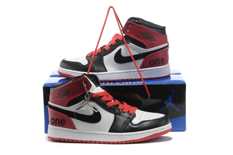 Hardcover Air Jordan 1 White Black Red Shoes