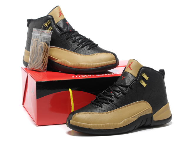 Hardcover Air Jordan 12 Black Brown Shoes - Click Image to Close