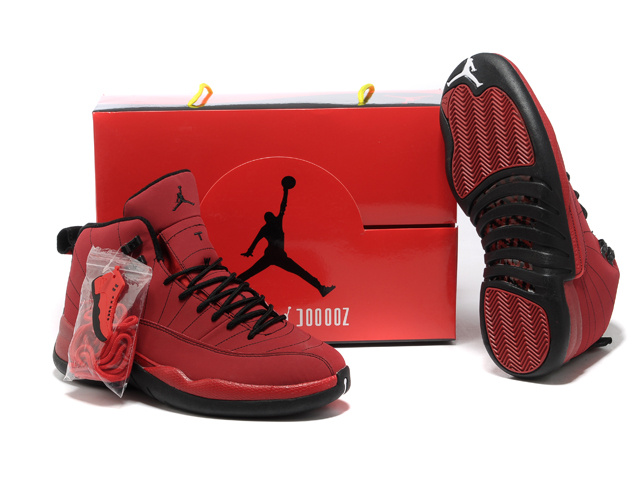 Hardcover Air Jordan 12 Red Black Shoes - Click Image to Close