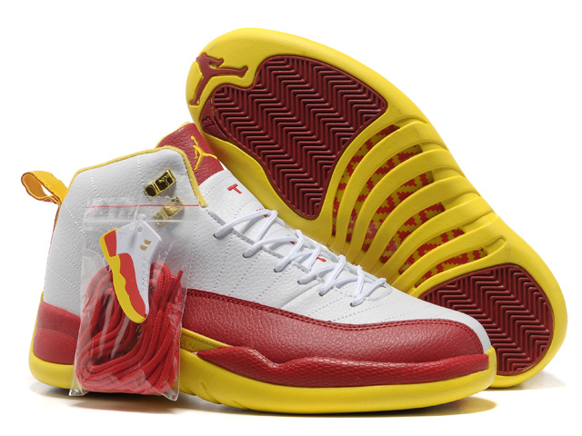 Hardcover Air Jordan 12 White Red Yellow Shoes