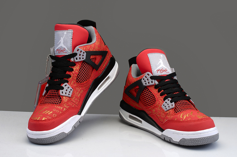 New Arrival Jordan 4 Limited Edition Super Bulls Red Black White Shoes