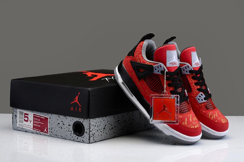 New Arrival Jordan 4 Limited Edition Super Bulls Red Black White Shoes - Click Image to Close