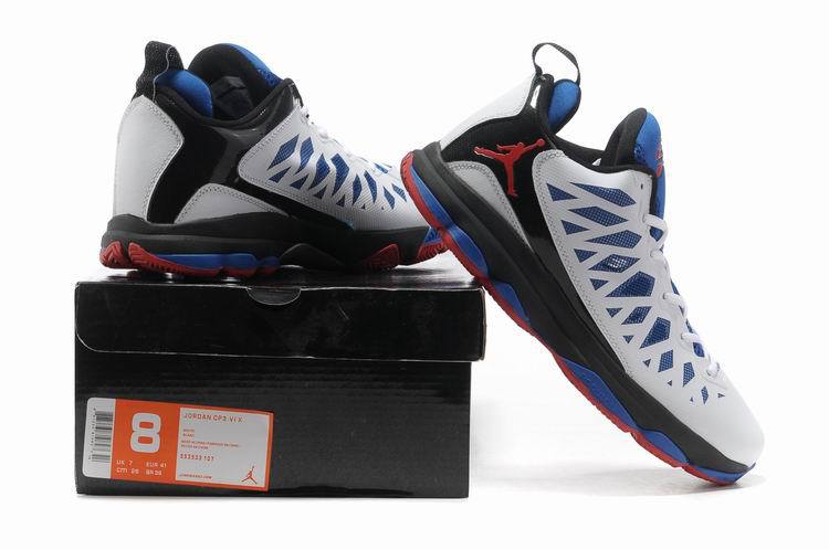 Jordan CP3 VI White Blue Red Home Clippers Basketball Shoes - Click Image to Close