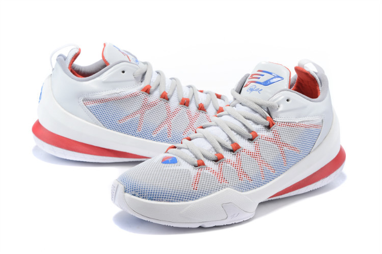 Jordan Chris Paul 8 Playoffs White Red Blue Shoes - Click Image to Close