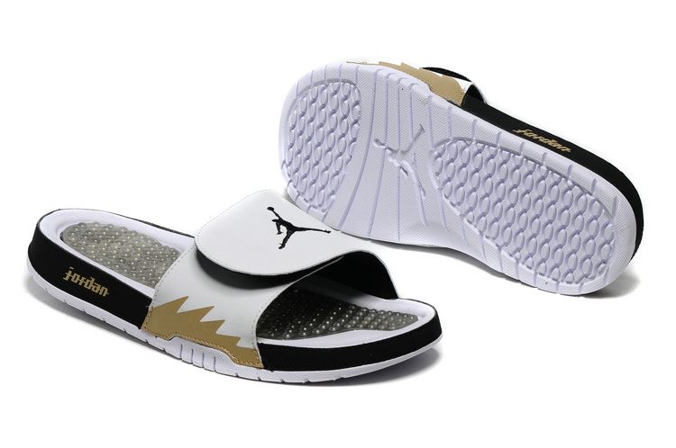 Jordan Hydro 5 Sandal White Black Gold Fire