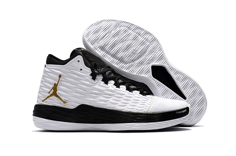 Jordan Melo 13 White Black Gold Shoes