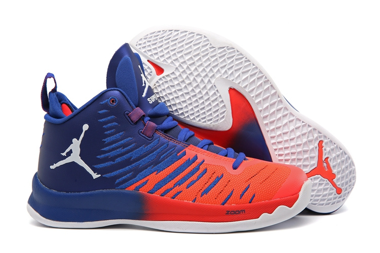 Jordan Super Fly X Blue Orange White Shoes - Click Image to Close