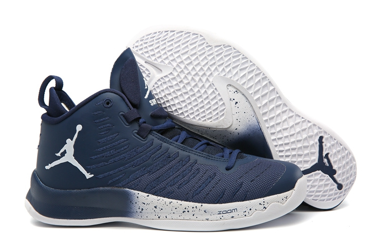 Jordan Super Fly X Deep Blue White Shoes - Click Image to Close