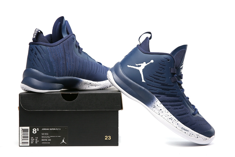 Jordan Super Fly X Deep Blue White Shoes - Click Image to Close