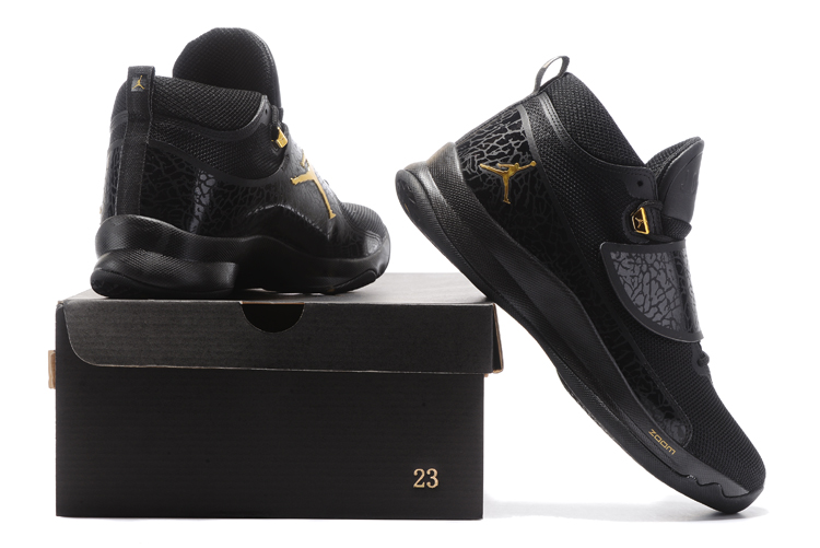 Jordan Super.Fly 5 Black Gold Shoes - Click Image to Close