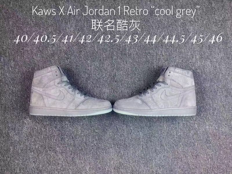 KAWS x Air Jordan 1 Cool Grey Shoes - Click Image to Close