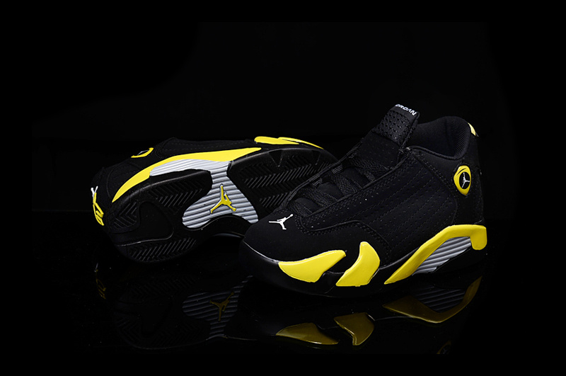 black and yellow jordans for kids