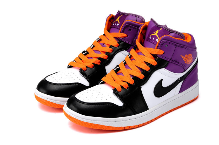 Limited Air Jordan 1 White Light Orange Black Shoes - Click Image to Close