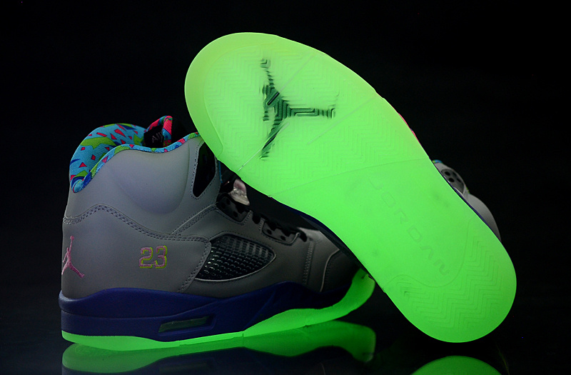 2013 Mandarin Duck Jordan 5 Midnight Edition Grey Black Purple Shoes - Click Image to Close