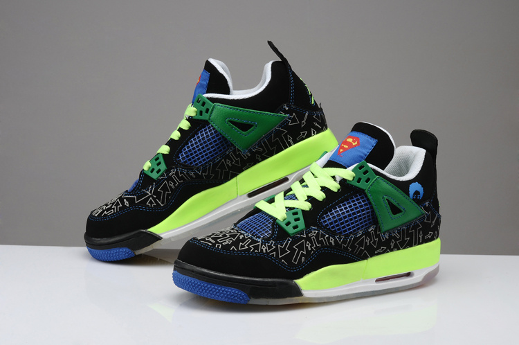 Midnight Air Jordan 4 Superman Black Green Blue Shoes