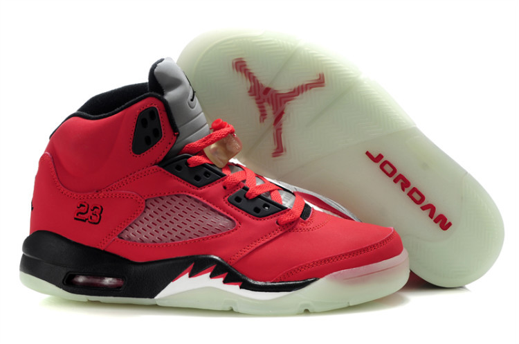 Midnight Air Jordan 5 Red Black For Women - Click Image to Close