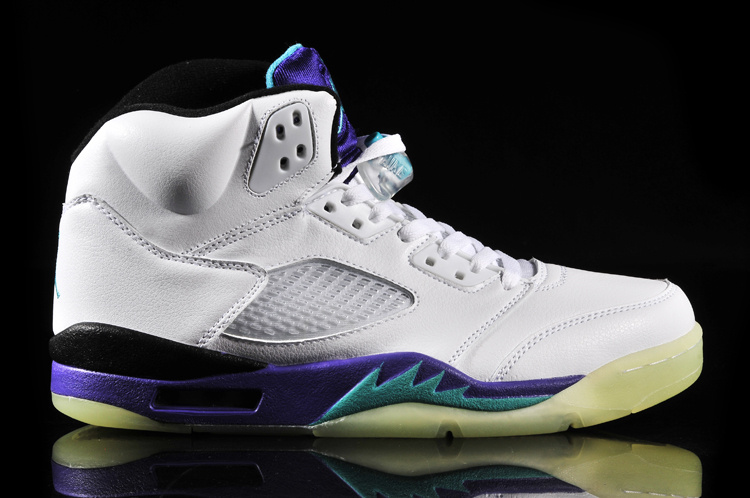 Midnight Air Jordan 5 White Purple Black Shoes - Click Image to Close