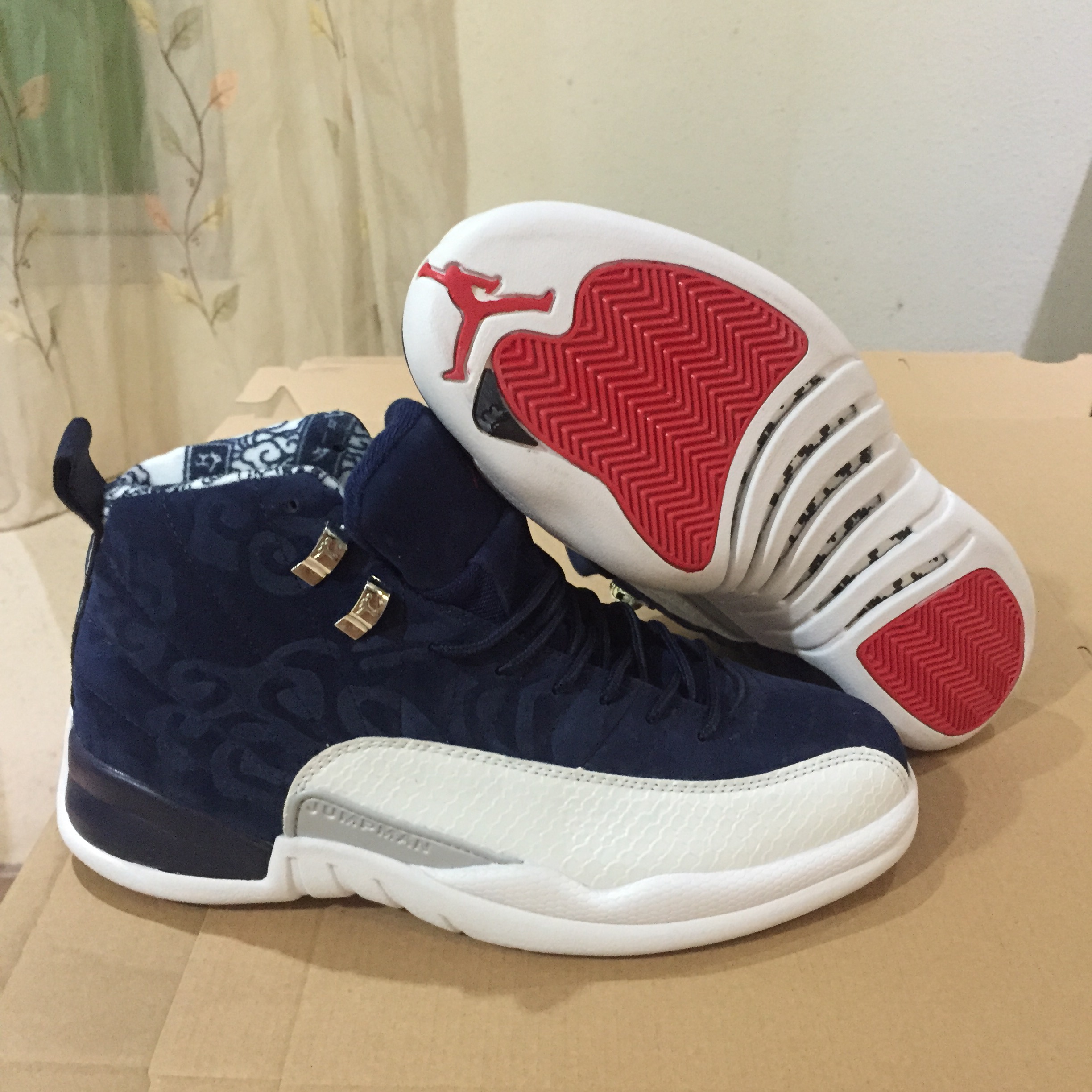 air jordan 12 white blue