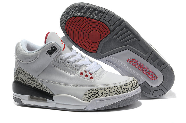 New 2015 Air Jordan 3 Retro White Cement Grey Black Shoes