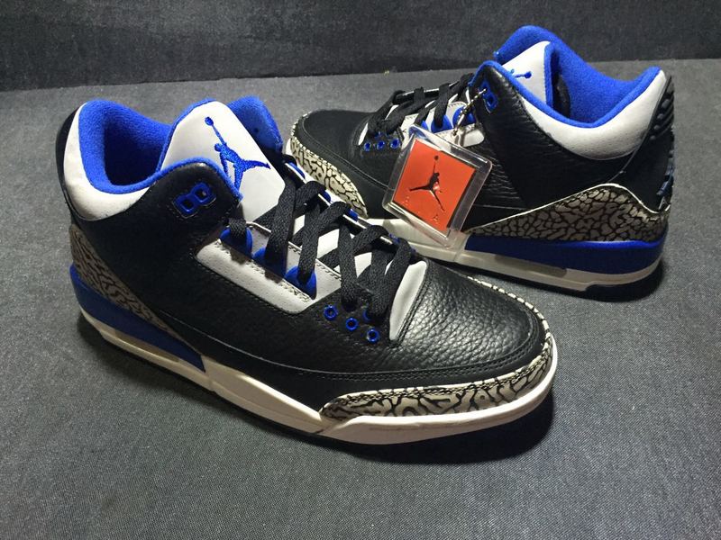 New 2016 Air Jordan 3 Black Royal Blue Shoes