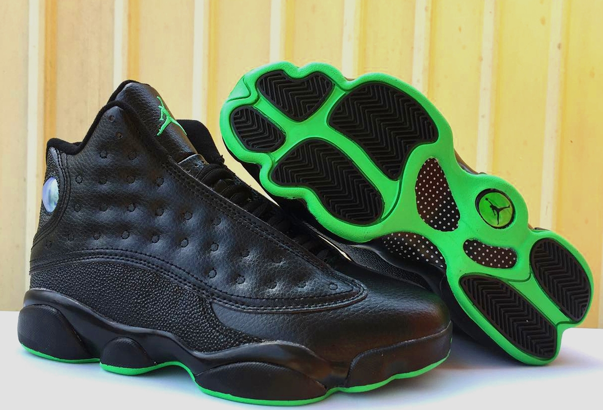 New 2017 Air Jordan 13 Retro Black Green Shoes - Click Image to Close