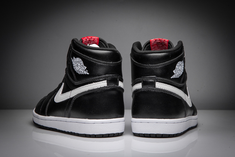 New Air Jordan 1 All Black White Swoosh Shoes