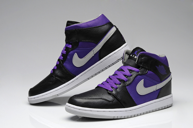 New Air Jordan 1 Black Purple White Shoes - Click Image to Close