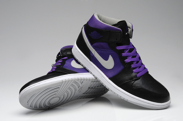 New Air Jordan 1 Black Purple White Shoes