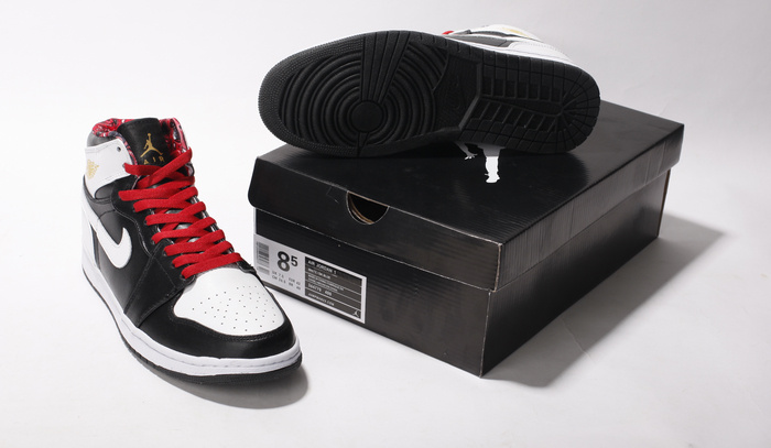 Air Jordan Retro 1 Black White Red - Click Image to Close